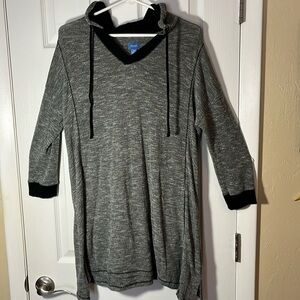 Simply Vera vera wang pullover hoodie lightweight sweatshirt black white sz Med